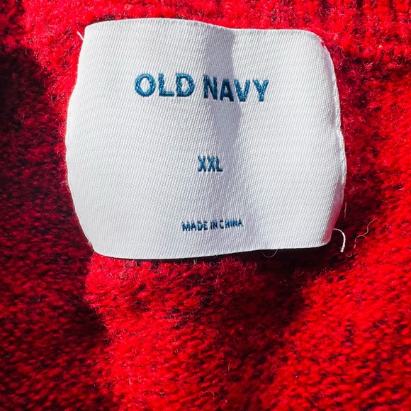 NEW WITHOUT TAGS! Old Navy - Men’s XXL Red Crewneck Sweater w/ Snowflake Pattern - Picture 2 of 3